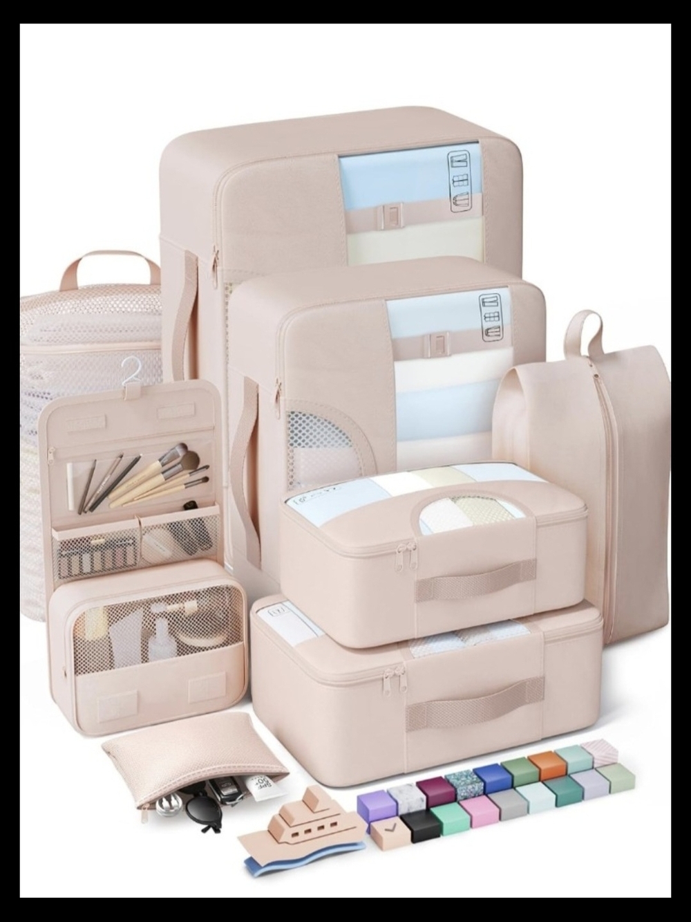 Travel Packing Cube Set - Blush Pink Luggage Organizers